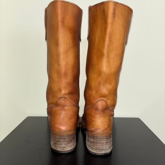 Vintage 70’s Campus Boots Kinney Shoes Tan Leather Pull on Boots Women’s 9.5 - Picture 6 of 8